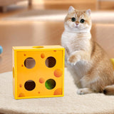 Maxbell Electric Cat Interactive Toy Cheese Box Playing Lightweight Cardboard Design 20x20x7.5 cm