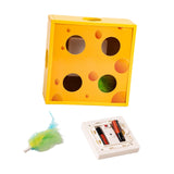 Maxbell Electric Cat Interactive Toy Cheese Box Playing Lightweight Cardboard Design 20x20x7.5 cm