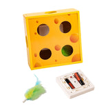 Maxbell Electric Cat Interactive Toy Cheese Box Playing Lightweight Cardboard Design 20x20x7.5 cm