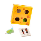 Maxbell Electric Cat Interactive Toy Cheese Box Playing Lightweight Cardboard Design 20x20x7.5 cm