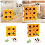 Maxbell Electric Cat Interactive Toy Cheese Box Playing Lightweight Cardboard Design 20x20x7.5 cm