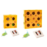 Maxbell Electric Cat Interactive Toy Cheese Box Playing Lightweight Cardboard Design 20x20x7.5 cm