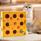 Maxbell Electric Cat Interactive Toy Cheese Box Playing Lightweight Cardboard Design 28.5x28.5x7.5 cm