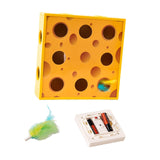 Maxbell Electric Cat Interactive Toy Cheese Box Playing Lightweight Cardboard Design 28.5x28.5x7.5 cm