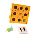 Maxbell Electric Cat Interactive Toy Cheese Box Playing Lightweight Cardboard Design 28.5x28.5x7.5 cm
