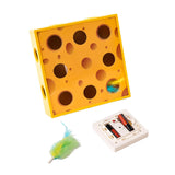 Maxbell Electric Cat Interactive Toy Cheese Box Playing Lightweight Cardboard Design 28.5x28.5x7.5 cm