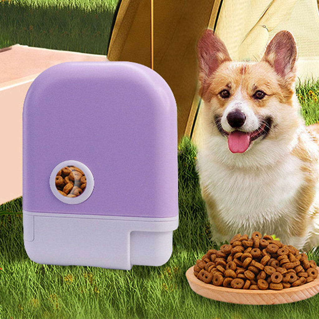 Maxbell Dog Food Feeder Easy to Use Multifunctional Outdoor Portable Snack Container Purple