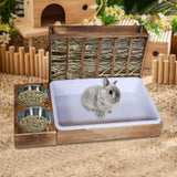 Maxbell Rabbit Hay Feeder with Litter Box Guinea Pig Outside Hay Rack Large Capacity