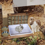 Maxbell Rabbit Hay Feeder with Litter Box Guinea Pig Outside Hay Rack Large Capacity