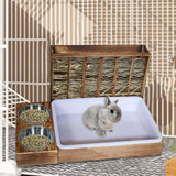 Maxbell Rabbit Hay Feeder with Litter Box Guinea Pig Outside Hay Rack Large Capacity