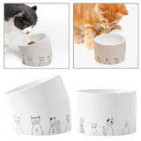 Maxbell Ceramic Cat Bowl Practical Stylish Stable Anti Slip Elevated Food Water Dish Tilted