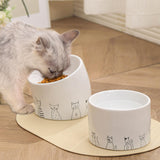 Maxbell Ceramic Cat Bowl Practical Stylish Stable Anti Slip Elevated Food Water Dish Tilted