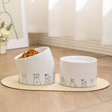 Maxbell Ceramic Cat Bowl Practical Stylish Stable Anti Slip Elevated Food Water Dish Tilted