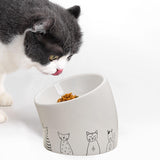 Maxbell Ceramic Cat Bowl Practical Stylish Stable Anti Slip Elevated Food Water Dish Tilted