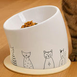 Maxbell Ceramic Cat Bowl Practical Stylish Stable Anti Slip Elevated Food Water Dish Tilted