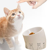 Maxbell Ceramic Cat Bowl Practical Stylish Stable Anti Slip Elevated Food Water Dish Tilted