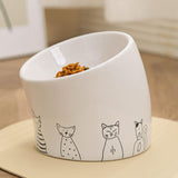 Maxbell Ceramic Cat Bowl Practical Stylish Stable Anti Slip Elevated Food Water Dish Tilted