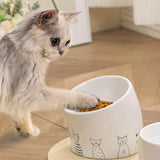Maxbell Ceramic Cat Bowl Practical Stylish Stable Anti Slip Elevated Food Water Dish Tilted