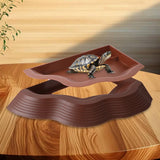 Maxbell Tortoise Water Dish Reusable Reptile Bathing Pool for Leopard Turtle Brown