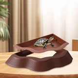 Maxbell Tortoise Water Dish Reusable Reptile Bathing Pool for Leopard Turtle Brown