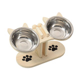 Maxbell Cat Bowls Elevated Dish Pet Food Bowls for Food and Water Kitten Indoor Cats Wood