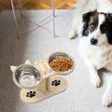 Maxbell Cat Bowls Elevated Dish Pet Food Bowls for Food and Water Kitten Indoor Cats Wood