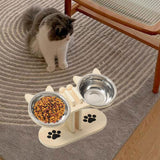 Maxbell Cat Bowls Elevated Dish Pet Food Bowls for Food and Water Kitten Indoor Cats Wood