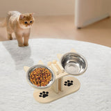 Maxbell Cat Bowls Elevated Dish Pet Food Bowls for Food and Water Kitten Indoor Cats Wood