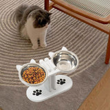 Maxbell Cat Bowls Elevated Dish Pet Food Bowls for Food and Water Kitten Indoor Cats White