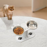 Maxbell Cat Bowls Elevated Dish Pet Food Bowls for Food and Water Kitten Indoor Cats White