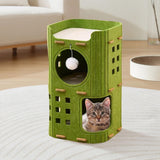 Maxbell Cat Bed Cave Hideaway Scratch Resistant Hut Cat House for Playing Pet Kitten Green Double Layer