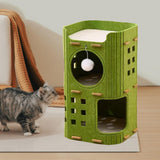 Maxbell Cat Bed Cave Hideaway Scratch Resistant Hut Cat House for Playing Pet Kitten Green Double Layer