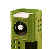 Maxbell Cat Bed Cave Hideaway Scratch Resistant Hut Cat House for Playing Pet Kitten Green Double Layer
