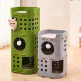 Maxbell Cat Bed Cave Hideaway Scratch Resistant Hut Cat House for Playing Pet Kitten Green Double Layer