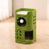 Maxbell Cat Bed Cave Hideaway Scratch Resistant Hut Cat House for Playing Pet Kitten Green Double Layer