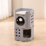 Maxbell Cat Bed Cave Hideaway Scratch Resistant Hut Cat House for Playing Pet Kitten Gray Double Layer