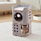 Maxbell Cat Bed Cave Hideaway Scratch Resistant Hut Cat House for Playing Pet Kitten Gray Double Layer