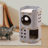 Maxbell Cat Bed Cave Hideaway Scratch Resistant Hut Cat House for Playing Pet Kitten Gray Double Layer