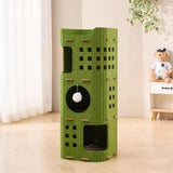 Maxbell Cat Bed Cave Hideaway Scratch Resistant Hut Cat House for Playing Pet Kitten Green Three Layer