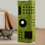 Maxbell Cat Bed Cave Hideaway Scratch Resistant Hut Cat House for Playing Pet Kitten Green Three Layer