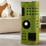 Maxbell Cat Bed Cave Hideaway Scratch Resistant Hut Cat House for Playing Pet Kitten Green Three Layer