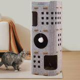 Maxbell Cat Bed Cave Hideaway Scratch Resistant Hut Cat House for Playing Pet Kitten Gray Three Layer