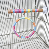 Maxbell Parrot Swing Stand Climbing Cage Standing Pole for Parakeet Macaws Cockatiel Pink Blue