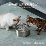 Maxbell Stainless Steel Cats Pet Water Fountain 108 with Filter Drinking Fountain