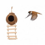 Maxbell Bird Coconut Hide with Ladder Birds Hut Bird Cage for Canary Lovebird Parrot