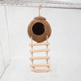 Maxbell Bird Coconut Hide with Ladder Birds Hut Bird Cage for Canary Lovebird Parrot
