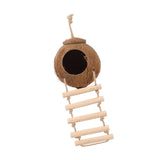 Maxbell Bird Coconut Hide with Ladder Birds Hut Bird Cage for Canary Lovebird Parrot