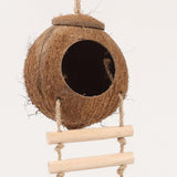 Maxbell Bird Coconut Hide with Ladder Birds Hut Bird Cage for Canary Lovebird Parrot
