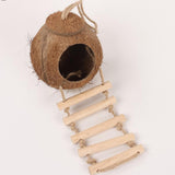 Maxbell Bird Coconut Hide with Ladder Birds Hut Bird Cage for Canary Lovebird Parrot