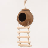 Maxbell Bird Coconut Hide with Ladder Birds Hut Bird Cage for Canary Lovebird Parrot